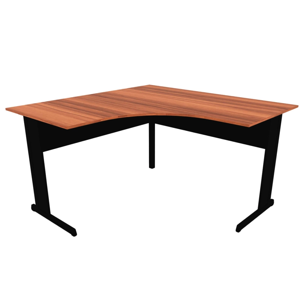 Escrivaninha p/ Escritório em L 160cm x 60cm Pés metal F5 Cor:Nogal com Preto