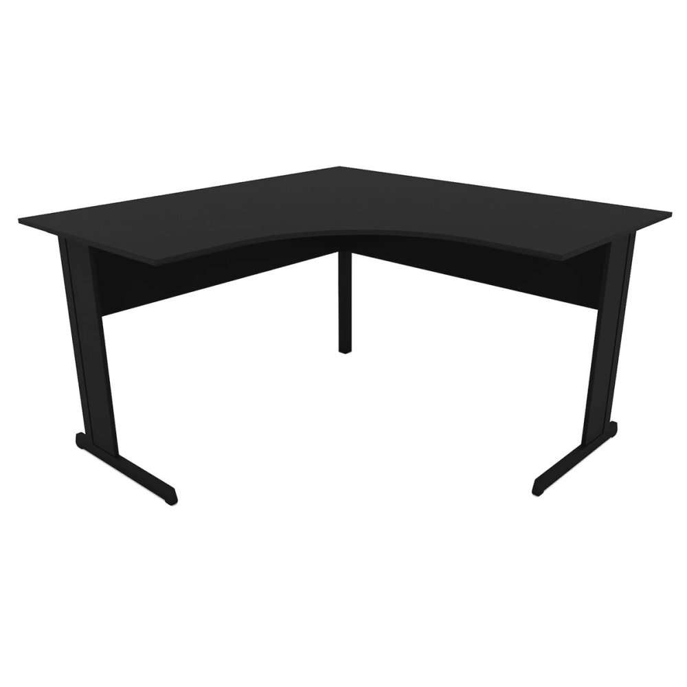 Escrivaninha p/ Escritório em L 160cm x 60cm Pés metal F5 Cor:Preto