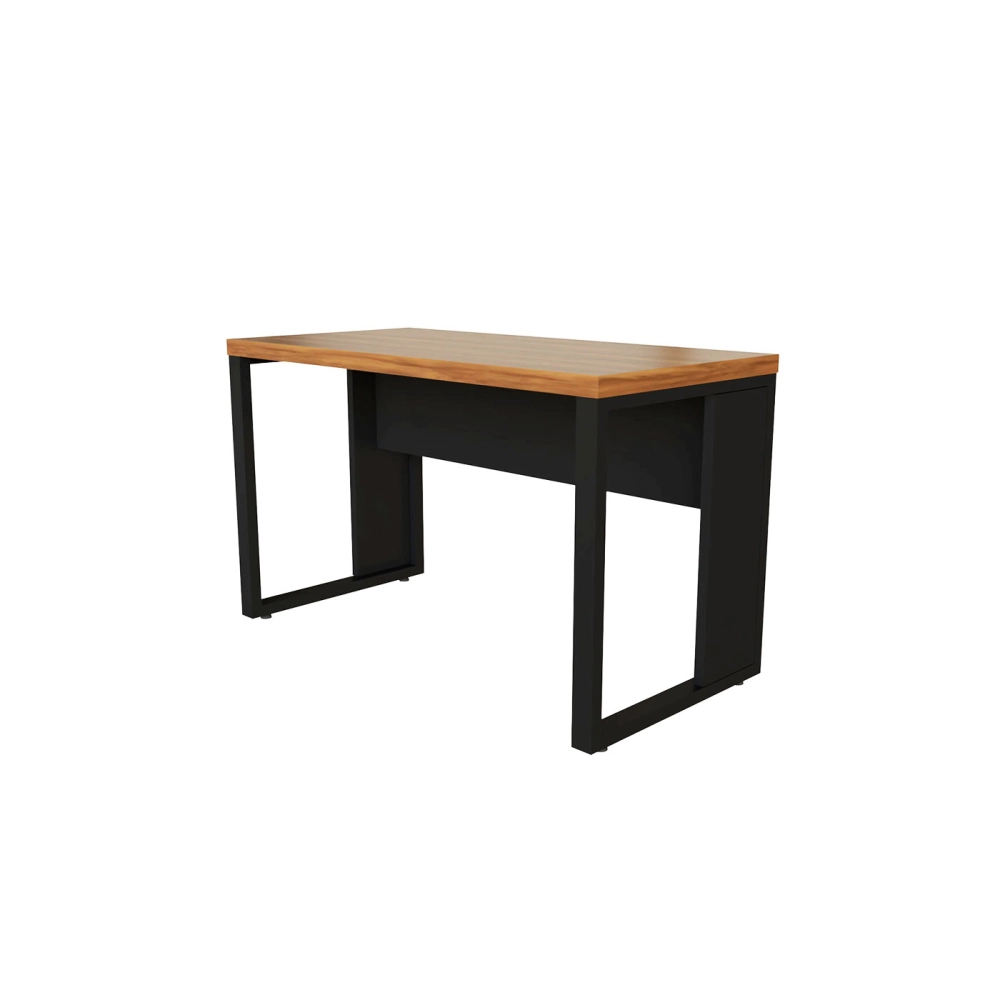 Escrivaninha para Estudos 120cm x 60cm Pés Metal F5 Office Cor:Nogal com Preto