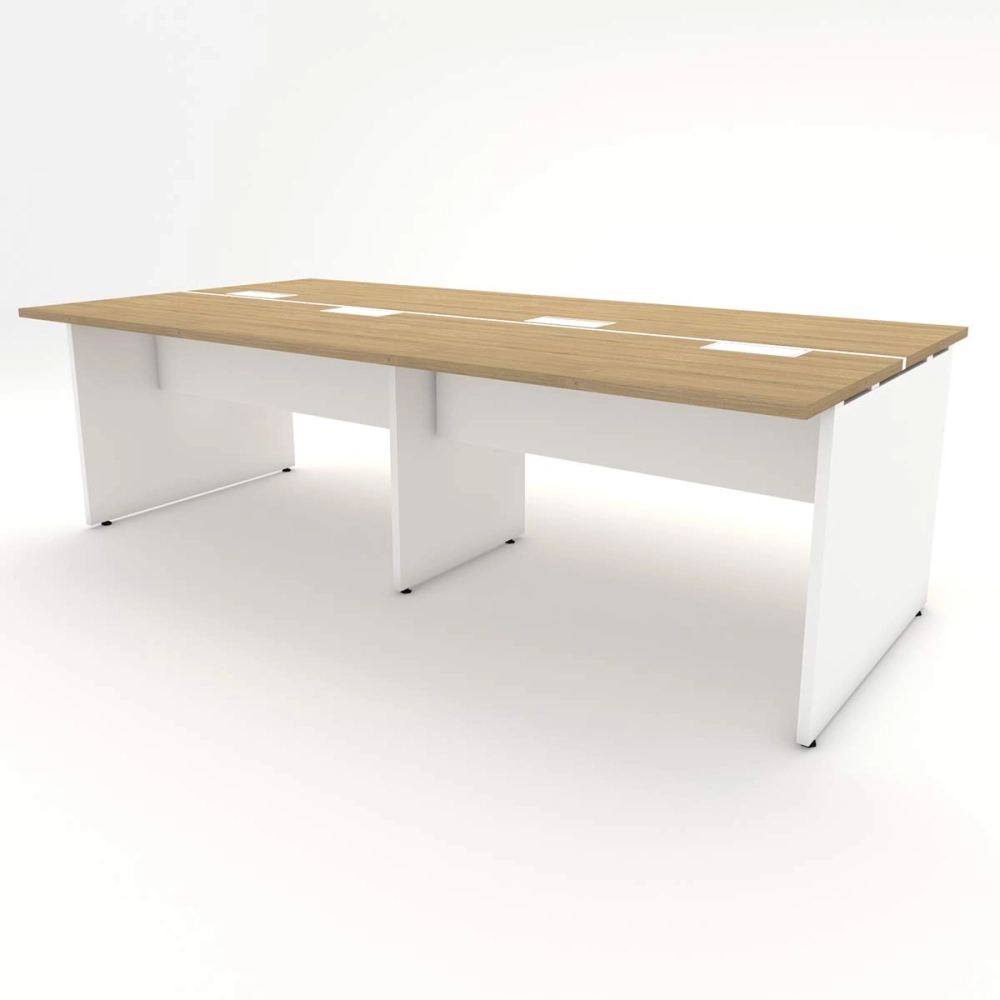 Espaço de Trabalho Escritório p/ 4 pessoas 2,40m Mac Br F5 Cor:Macadâmia com Branco