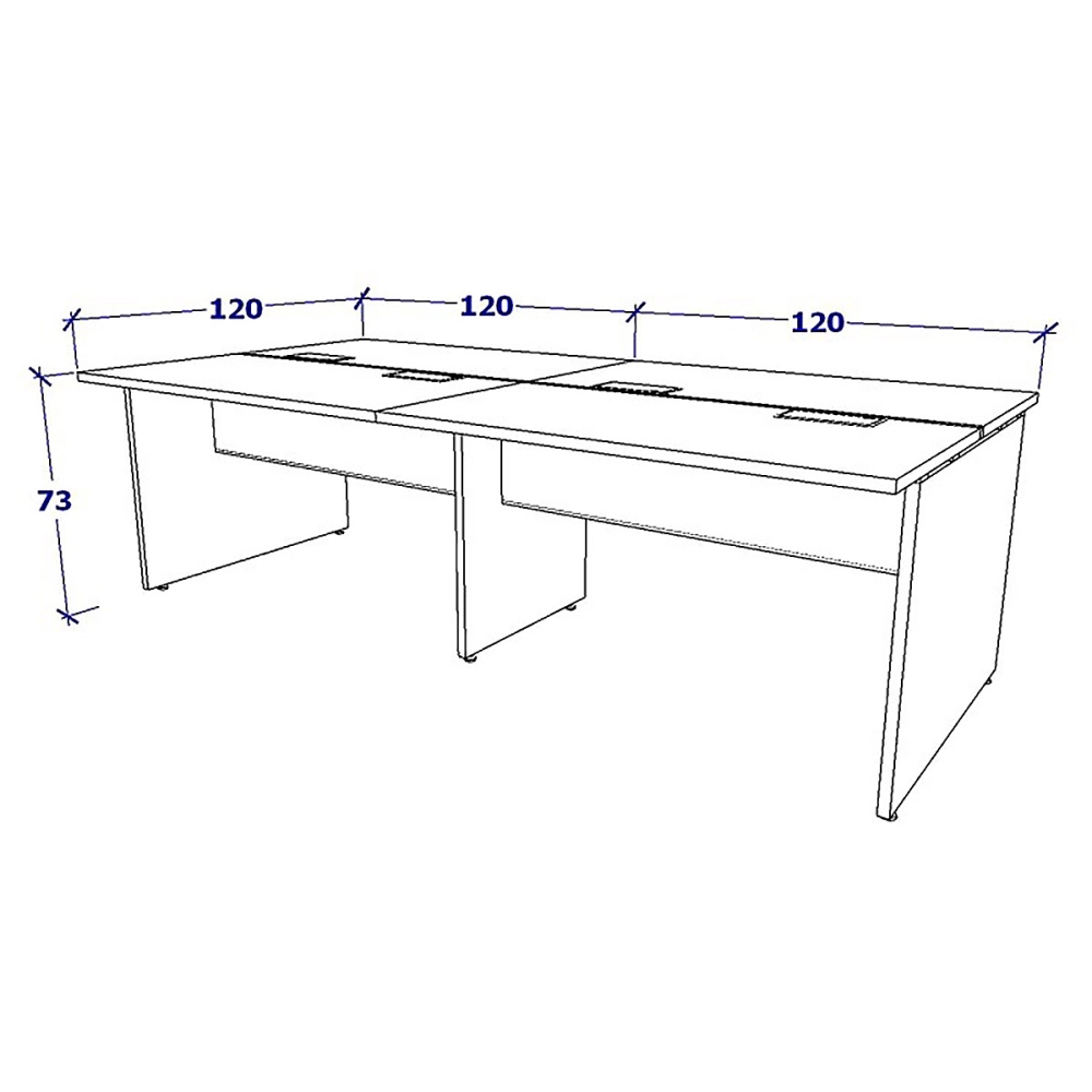 Espaço de Trabalho Escritório p/ 4 pessoas 2,40m Pre F5 Cor:Preto