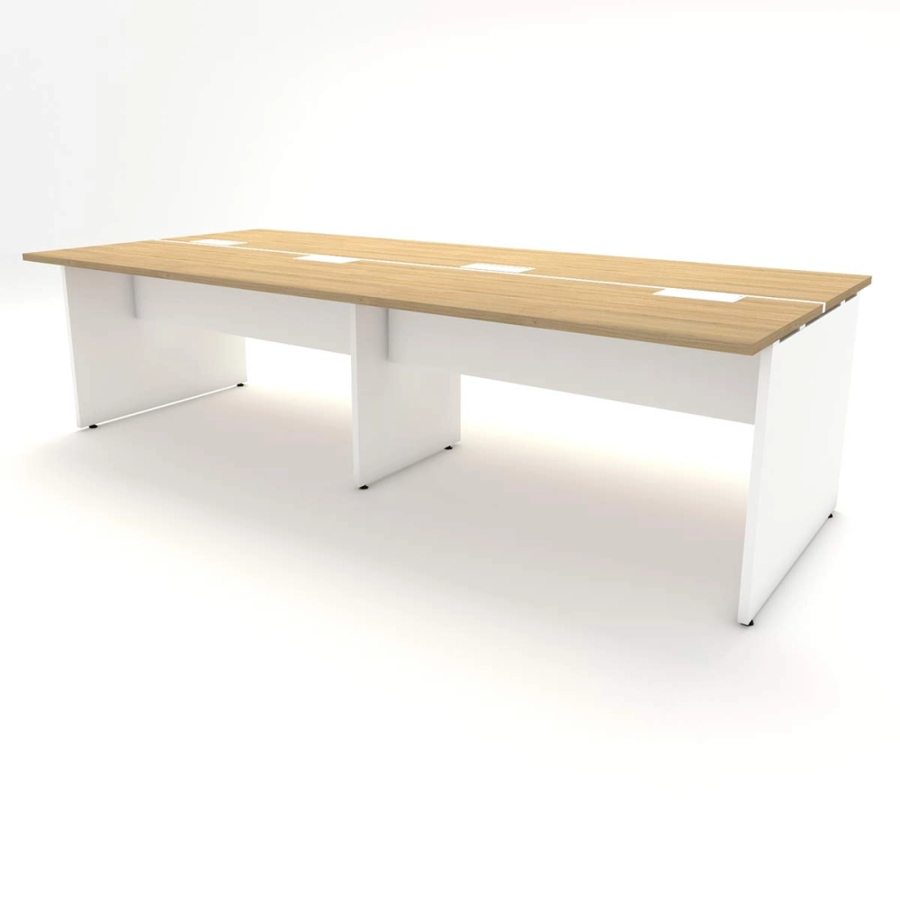 Espaço de Trabalho Escritório p/ 4 pessoas 2,70m Mac Br F5 Cor:Macadâmia com Branco