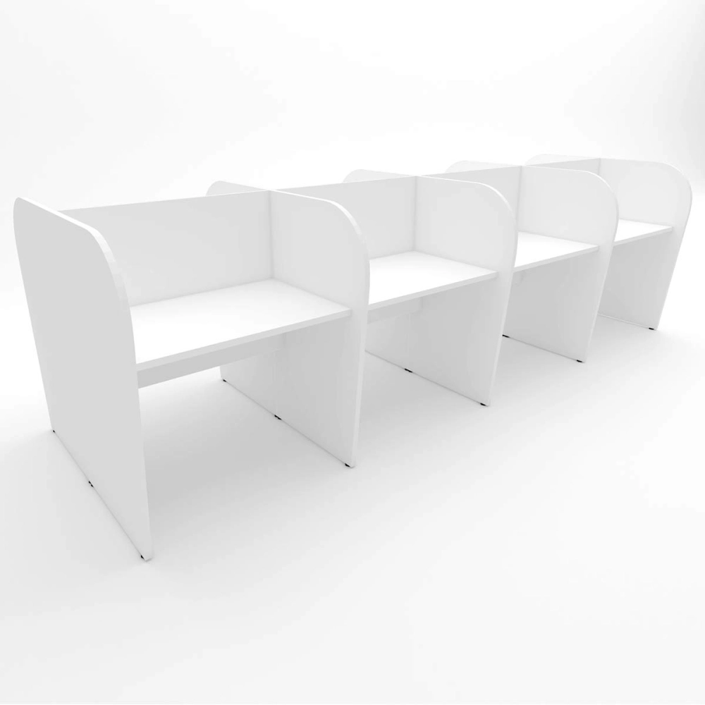 Espaço de Trabalho Escritório para 8 Pessoas 3,72m Branco F5 Cor:Branco