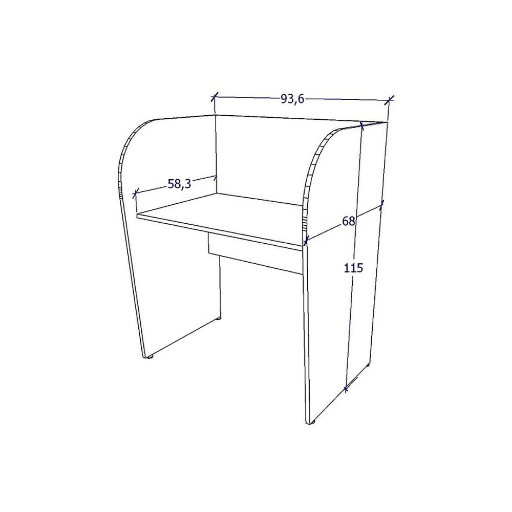 Estação de Trabalho Atendimento Individual 93,6cm CS F5 Cor:Cinza Sagrado