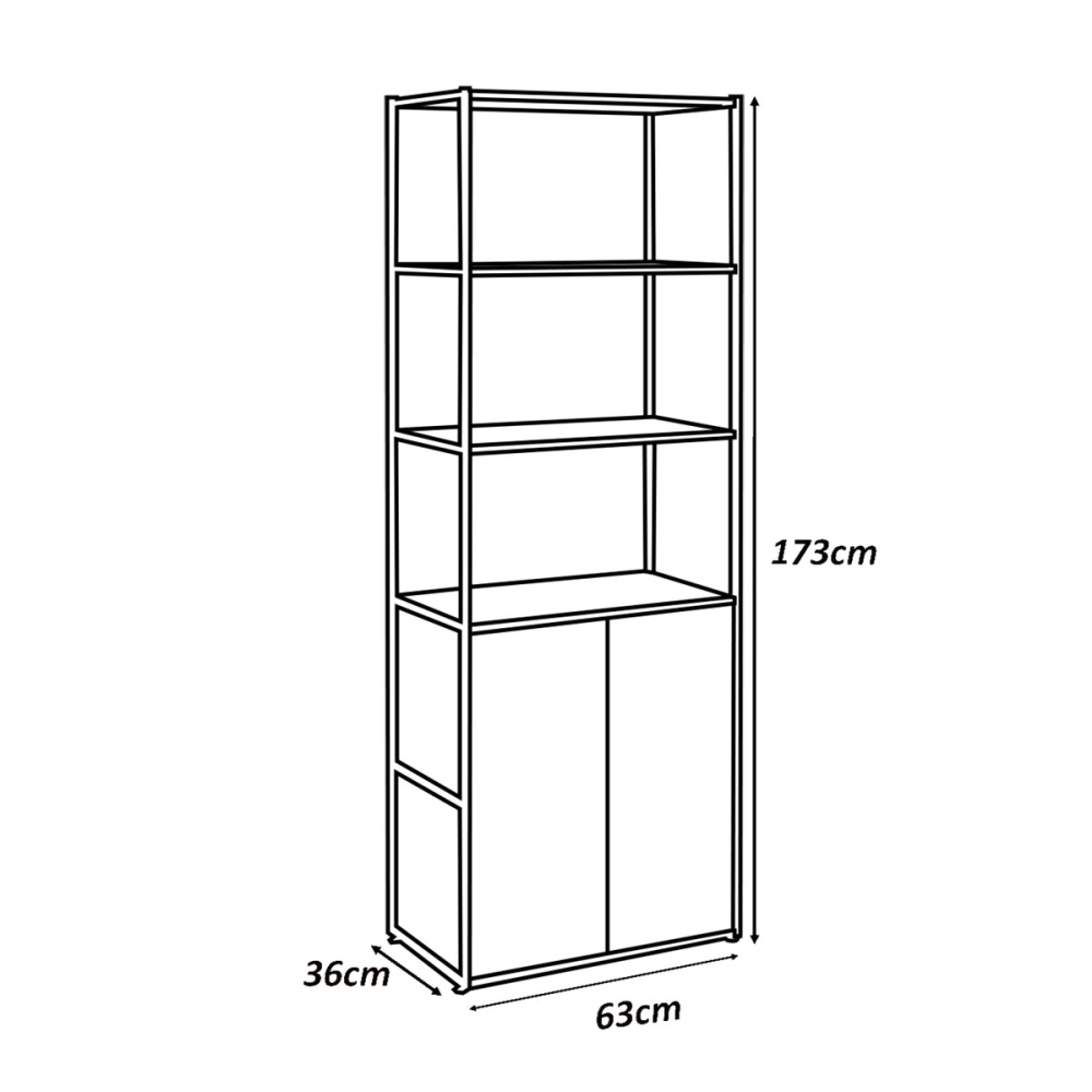 Estante Industrial 2 Torres Portas Prateleiras Metal Madeira Cor:Nogal com Preto