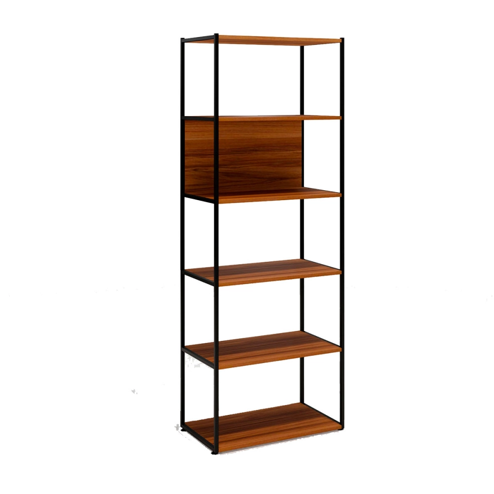Estante Industrial 3 Torres Portas Prateleiras Metal Madeira Cor:Nogal com Preto