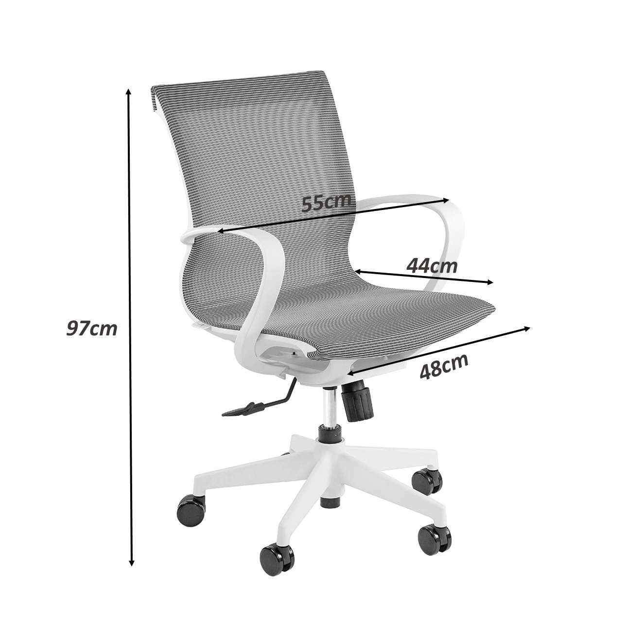 Cadeira de Ecritório Branca Âgora Tecido Flutuante F5 Office Cor:Branco com Cinza