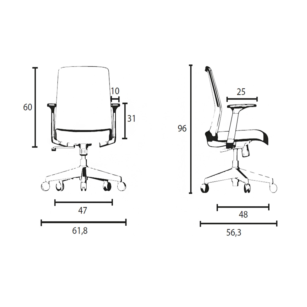 Cadeira De Escritório Ergonômica Preta com Encosto em Nylon Cor:Preto