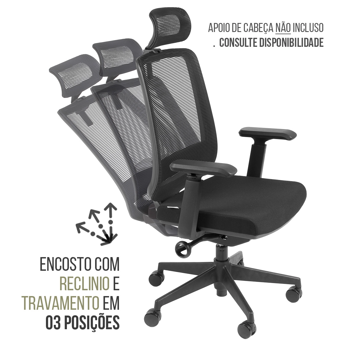 Cadeira de Escritório Diretor NR17 Ergonômica Reclinável Cor:Preto