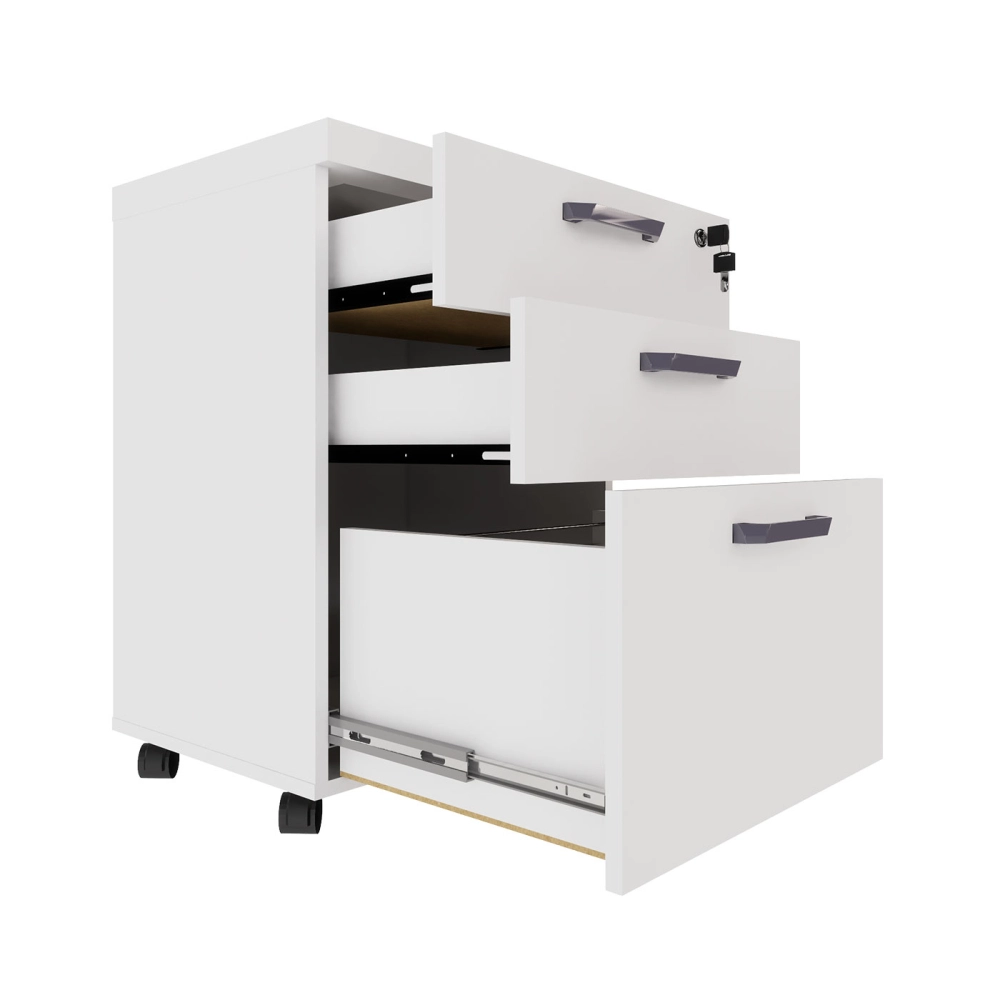 Gaveteiro Organizador 2 Gavetas e Espaço p/ Pastas F5 Office Cor:Branco