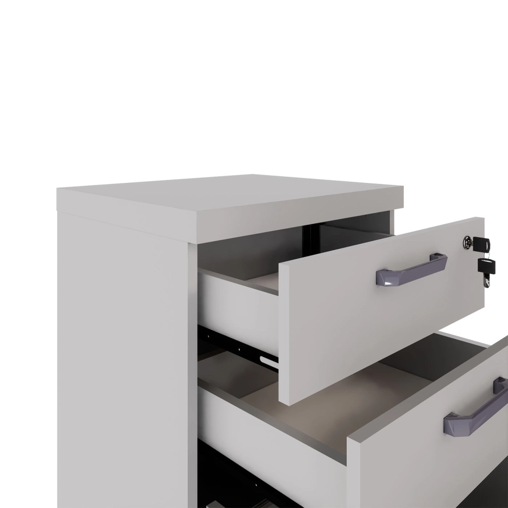 Gaveteiro Organizador 2 Gavetas e Espaço p/ Pastas F5 Office Cor:Cinza