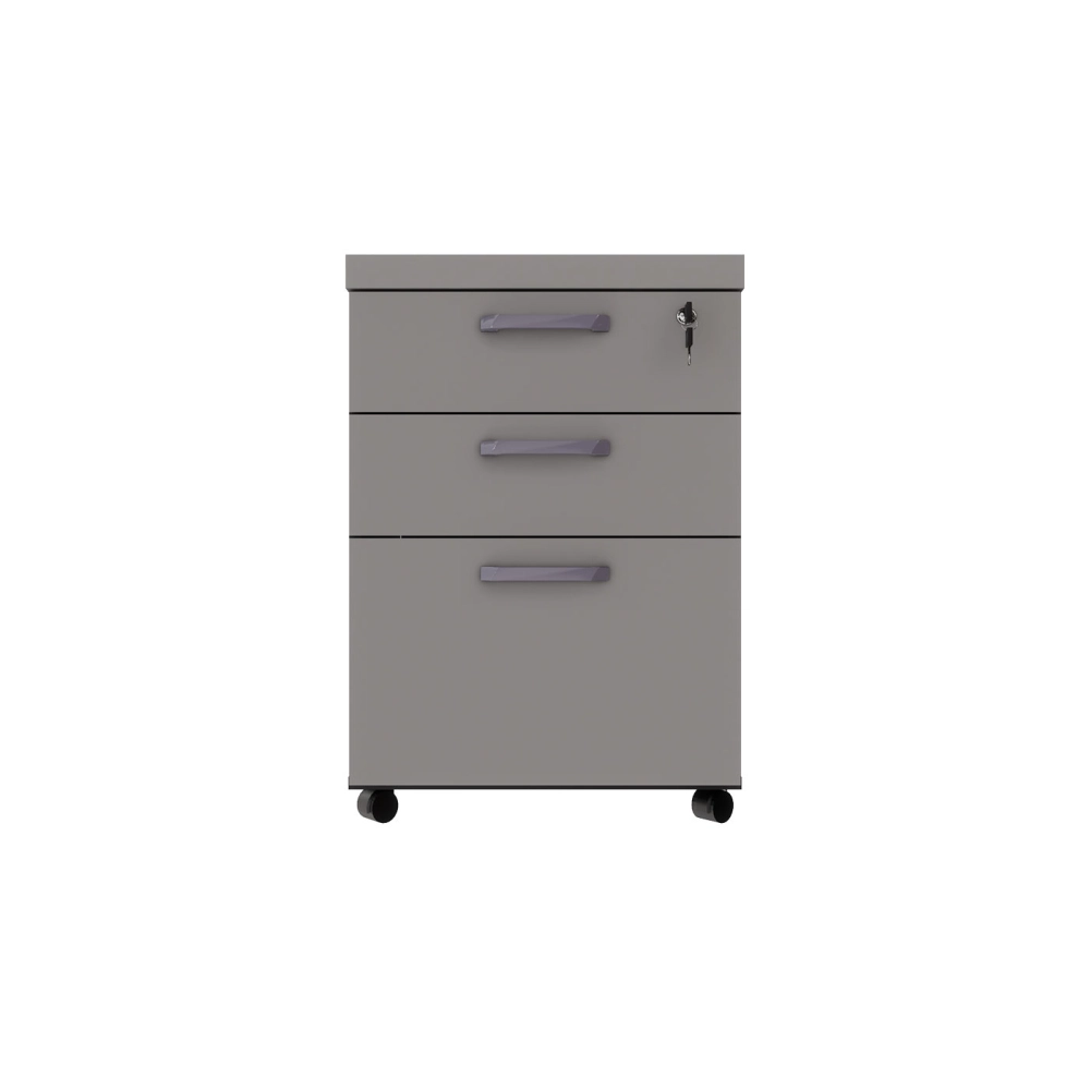Gaveteiro Organizador 2 Gavetas e Espaço p/ Pastas F5 Office Cor:Cinza Sagrado com Preto