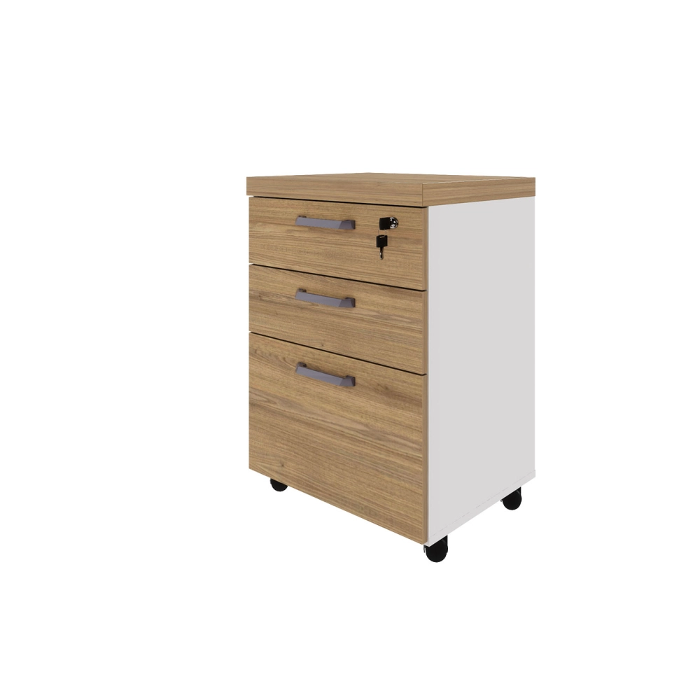 Gaveteiro Organizador 2 Gavetas e Espaço p/ Pastas F5 Office Cor:Macadâmia com Branco