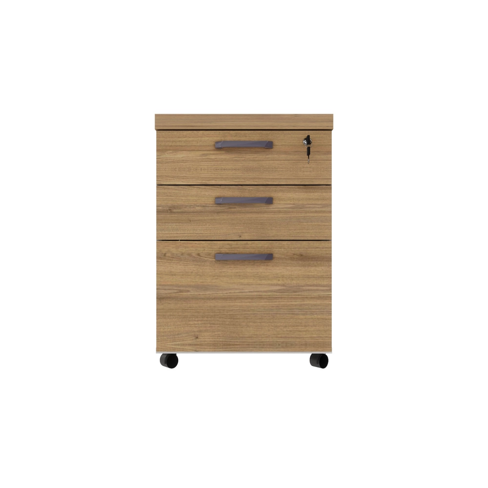 Gaveteiro Organizador 2 Gavetas e Espaço p/ Pastas F5 Office Cor:Macadâmia com Branco