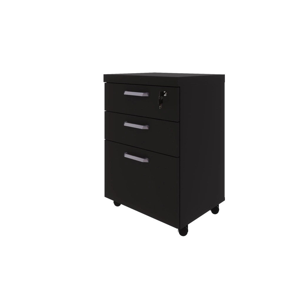 Gaveteiro Organizador 2 Gavetas e Espaço p/ Pastas F5 Office Cor:Preto