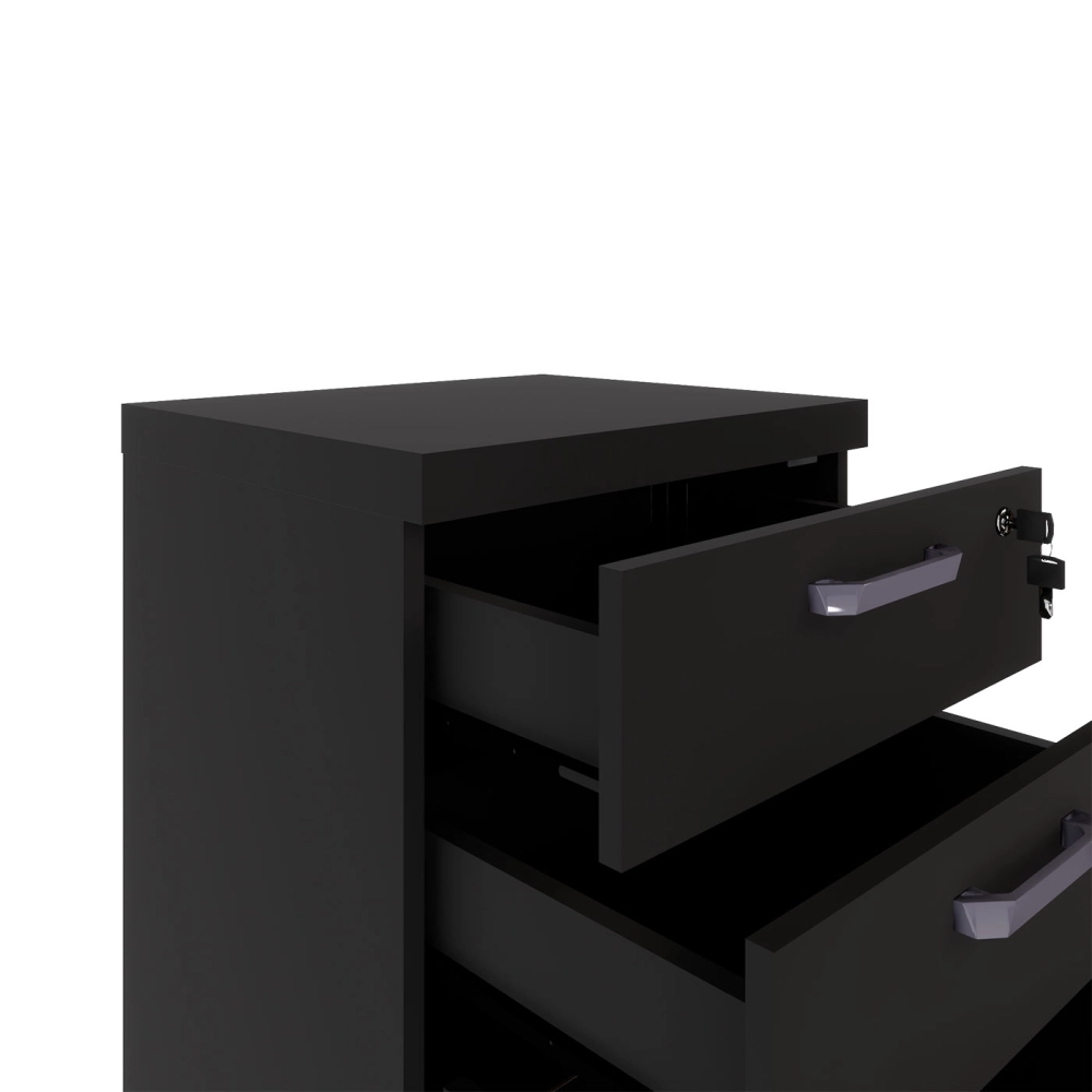 Gaveteiro Organizador 2 Gavetas e Espaço p/ Pastas F5 Office Cor:Preto
