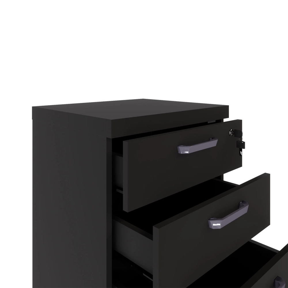 Gaveteiro Organizador Escritório 4 Gavetas e Chave F5 Office Cor:Preto