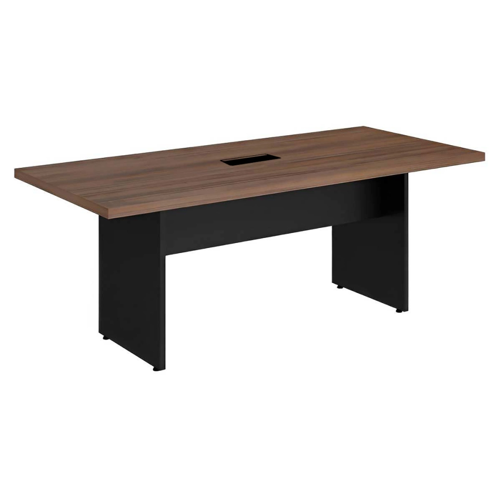 Mesa de Escritório 1,60m x 80cm 1 CX de Tomada Pés Painel F5 Cor:Ameixa com Preto