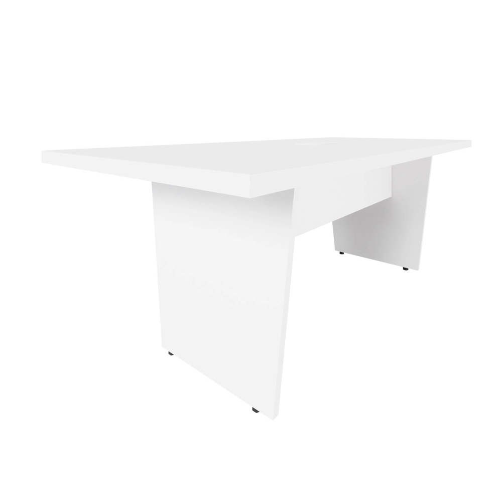Mesa de Escritório 2,00m 1 CX de Tomada Pé Painel Angular F5 Cor:Branco