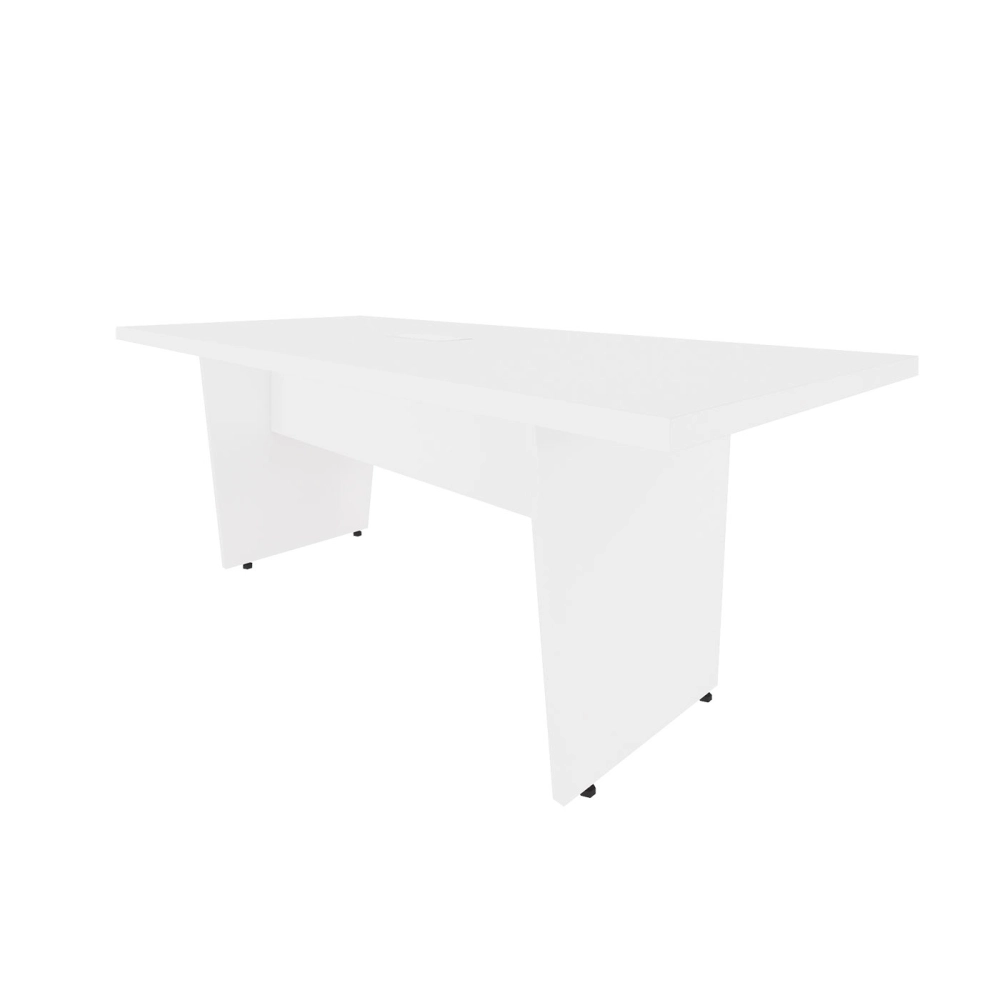 Mesa de Escritório 2,00m 1 CX de Tomada Pé Painel Angular F5 Cor:Branco