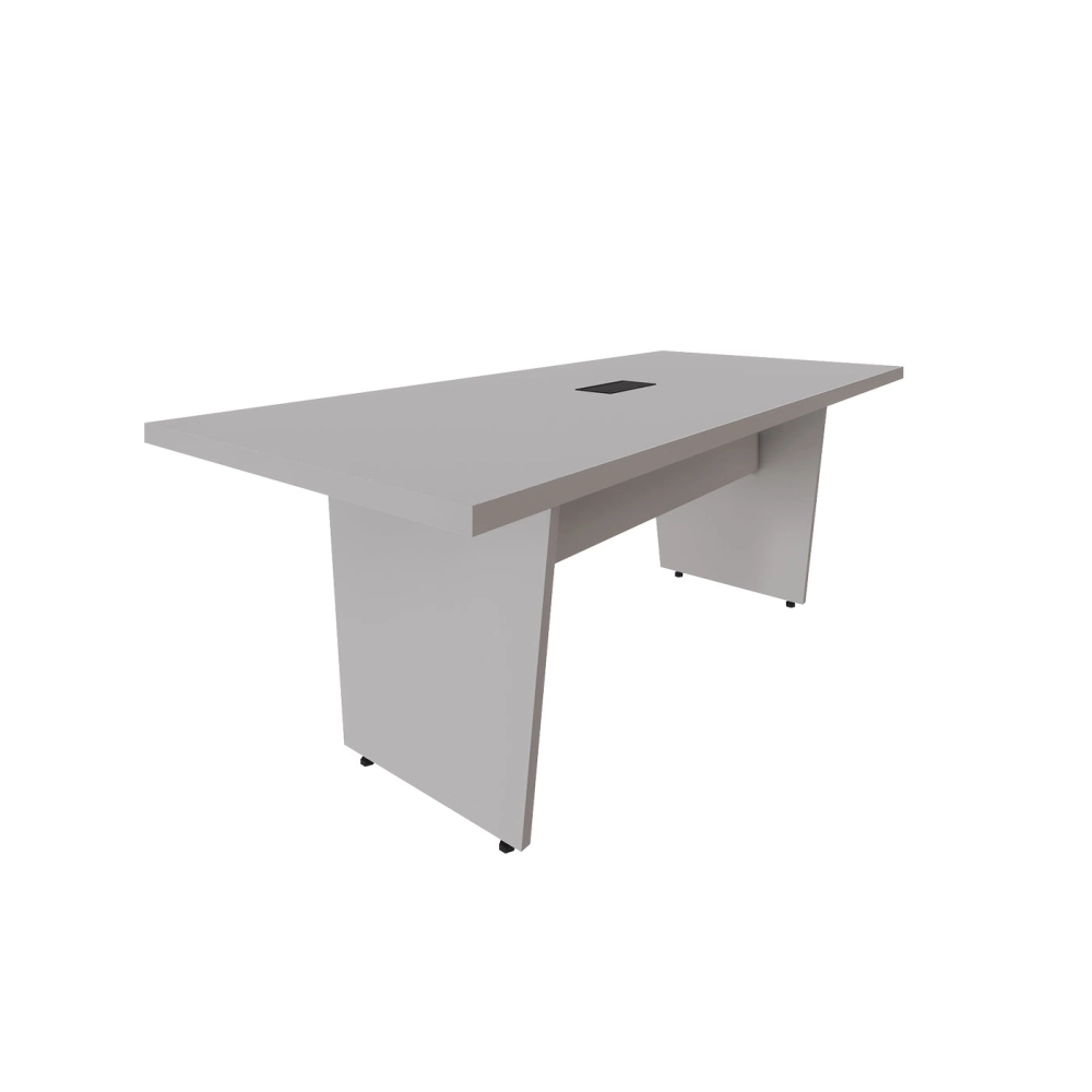 Mesa de Escritório 2,00m 1 CX de Tomada Pé Painel Angular F5 Cor:Cinza