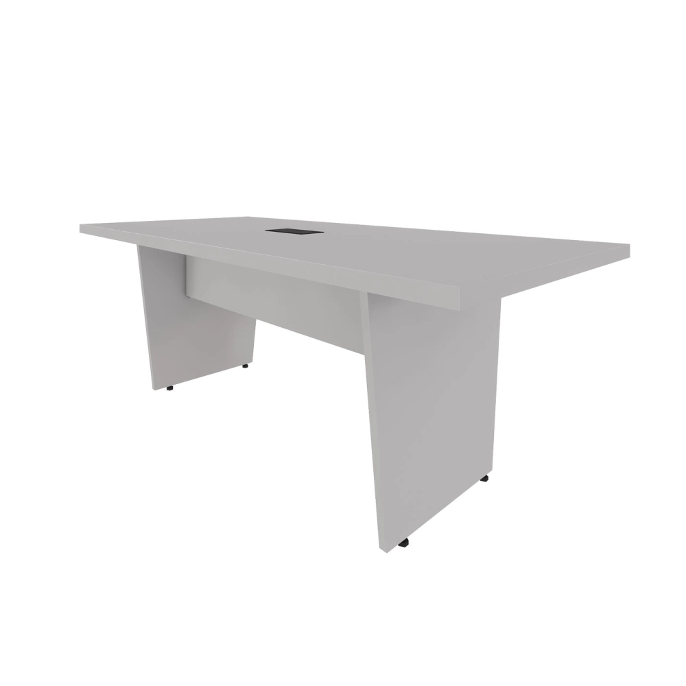 Mesa de Escritório 2,00m 1 CX de Tomada Pé Painel Angular F5 Cor:Cinza