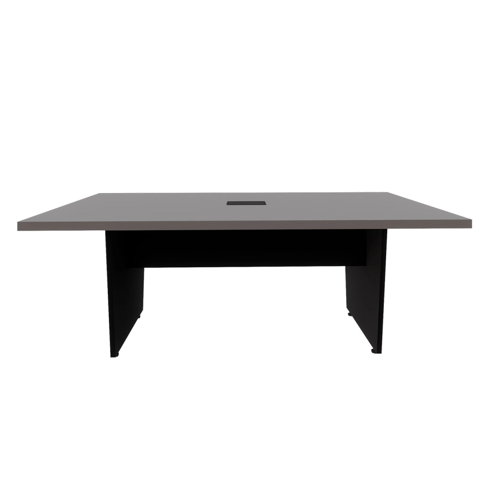 Mesa de Escritório 2,00m 1 CX de Tomada Pé Painel Angular F5 Cor:Cinza Sagrado com Preto