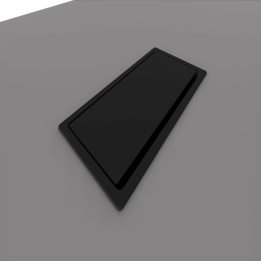 Mesa de Escritório 2,00m 1 CX de Tomada Pé Painel Angular F5 Cor:Cinza Sagrado com Preto
