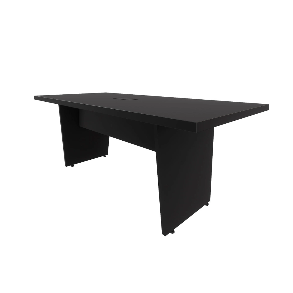 Mesa de Escritório 2,00m 1 CX de Tomada Pé Painel Angular F5 Cor:Preto