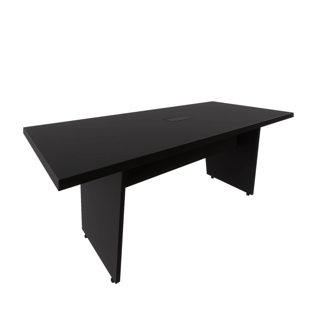 Mesa de Escritório 2,00m 1 CX de Tomada Pé Painel Angular F5 Cor:Preto
