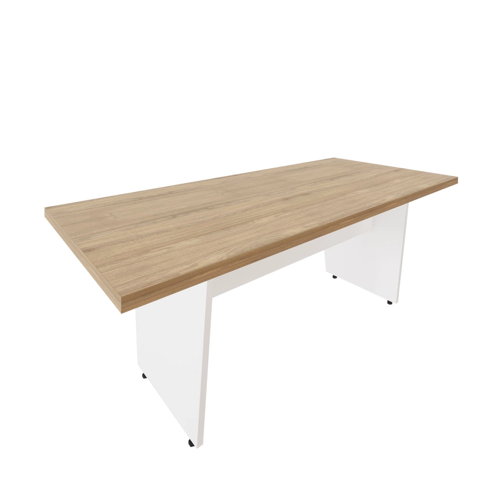 Mesa de Escritório 2,00m x 0,90m Pés Painel em V F5 Office Cor:Macadâmia com Branco
