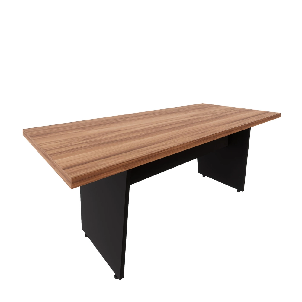 Mesa de Escritório 2,00m x 0,90m Pés Painel em V F5 Office Cor:Nogal com Preto