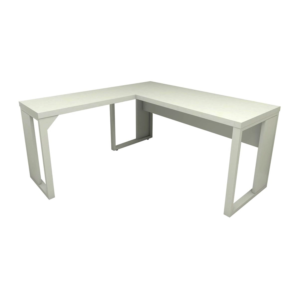 Mesa de Escritório em L Linha Industrial Metal Tampo 40mm Cor:Cinza Claro