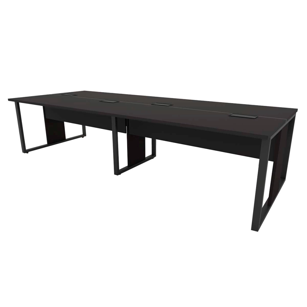 Mesa de Escritório Plataforma 3,0m 4 Pessoas Pre Pés Metal Cor:Preto