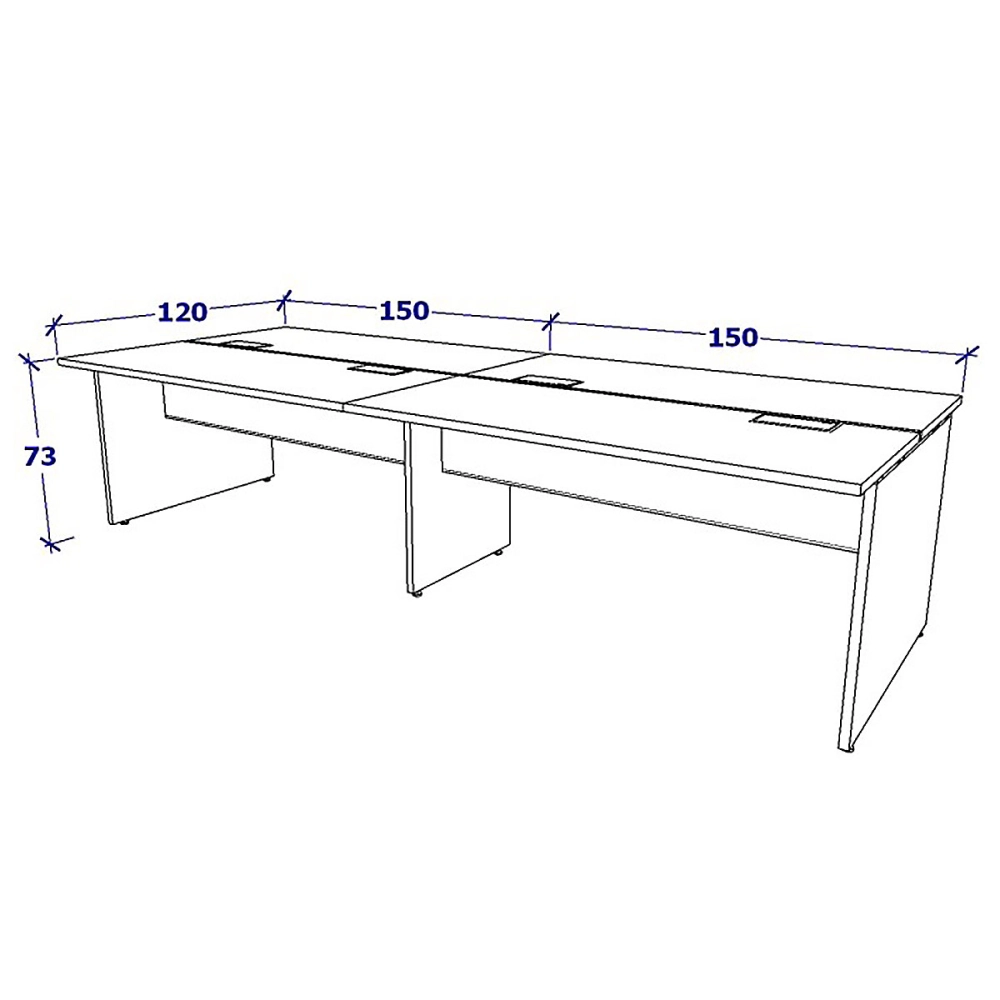 Mesa de Escritório Plataforma para 4 pessoas 3,00m CS Pre F5 Cor:Cinza Sagrado com Preto