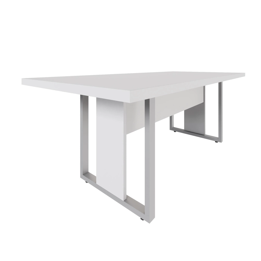 Mesa de Escritório Reunião 2,00m Pé Metal Quadro F5 Office Cor:Cinza