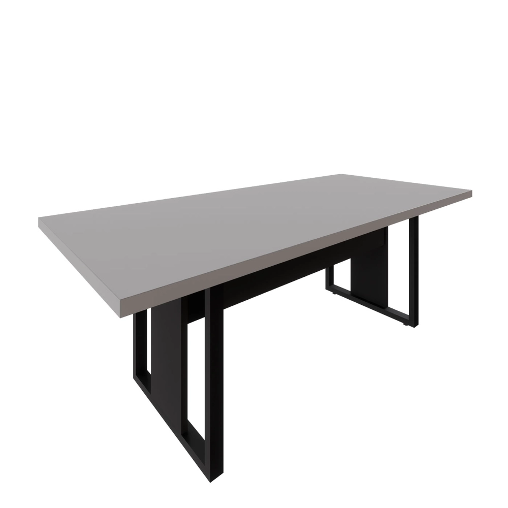 Mesa de Escritório Reunião 2,00m Pé Metal Quadro F5 Office Cor:Cinza Sagrado com Preto