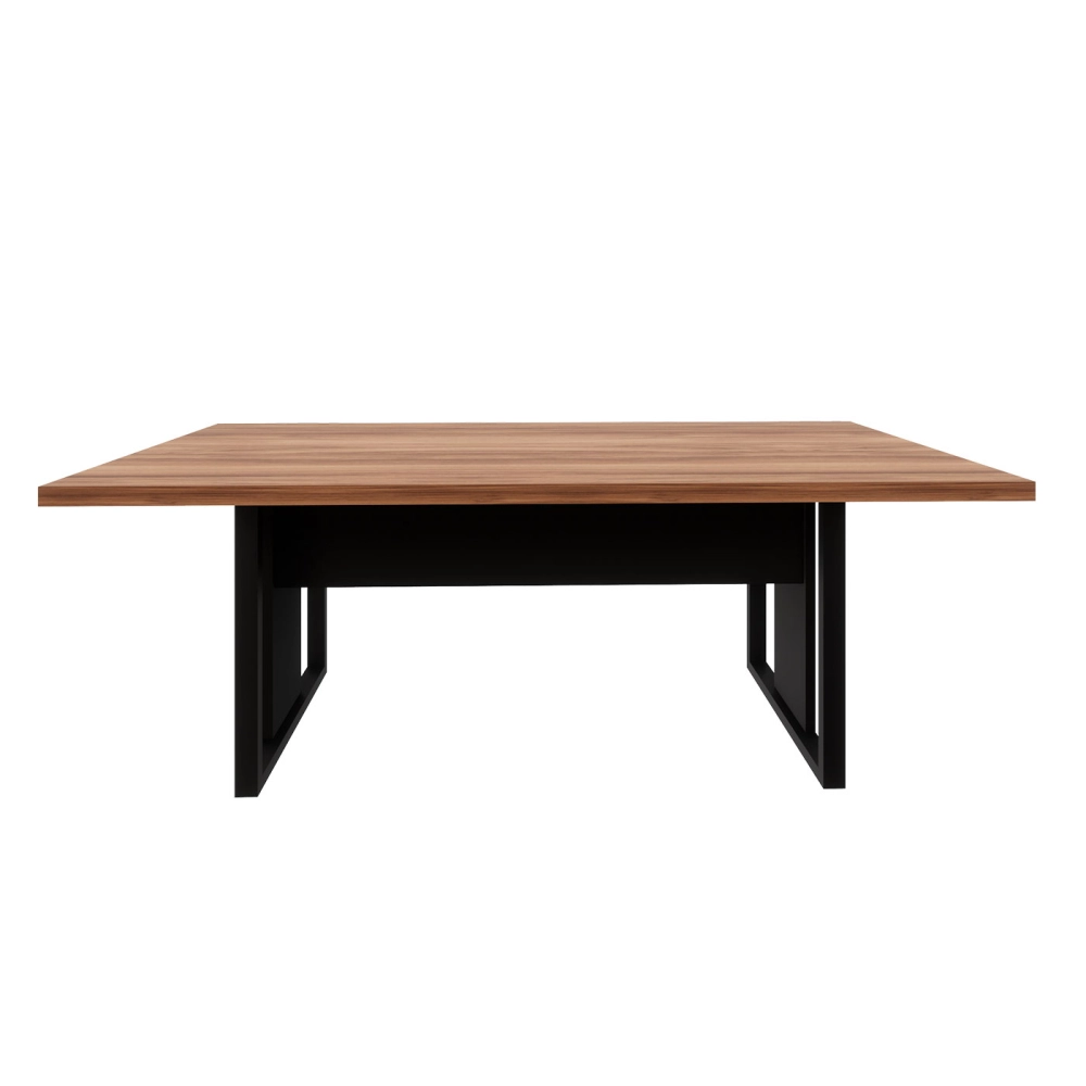 Mesa de Escritório Reunião 2,00m Pé Metal Quadro F5 Office Cor:Nogal com Preto
