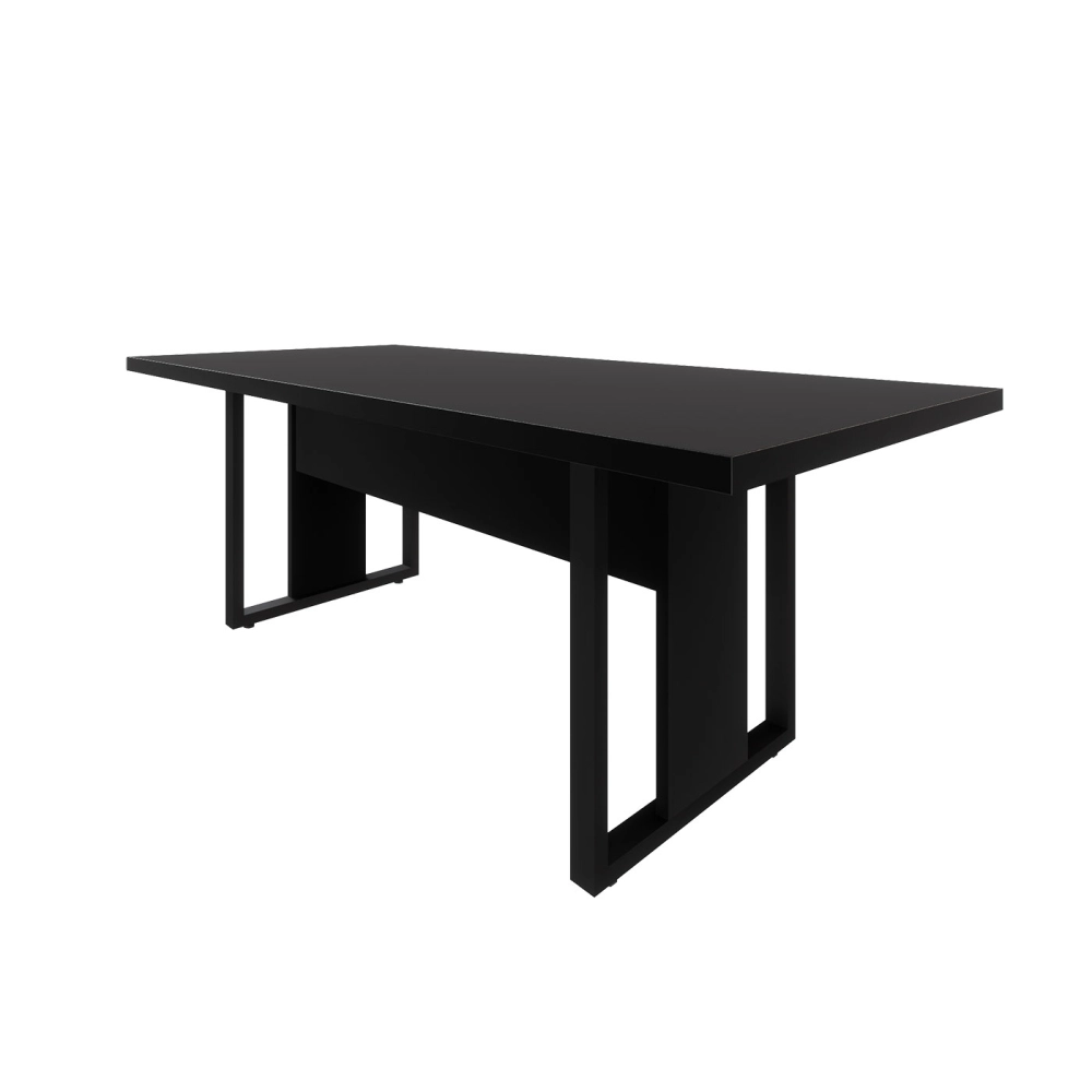 Mesa de Escritório Reunião 2,00m Pé Metal Quadro F5 Office Cor:Preto