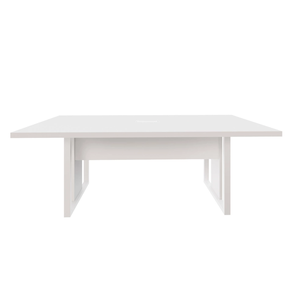 Mesa de Reunião 2,00m 1 Caixa de Tomada Pés Metal Quadro F5 Cor:Branco