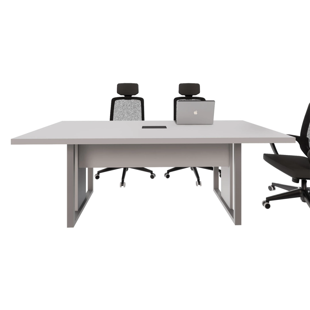 Mesa de Reunião 2,00m 1 Caixa de Tomada Pés Metal Quadro F5 Cor:Cinza