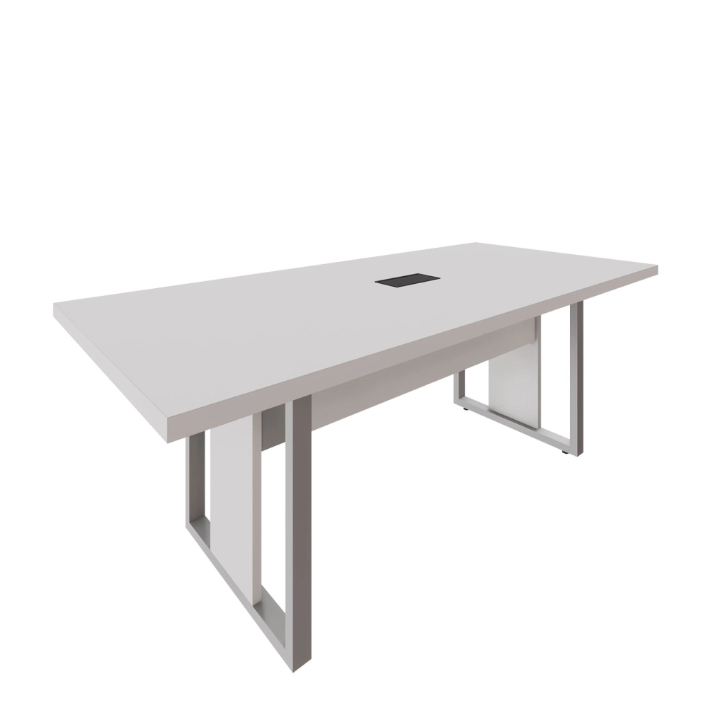 Mesa de Reunião 2,00m 1 Caixa de Tomada Pés Metal Quadro F5 Cor:Cinza