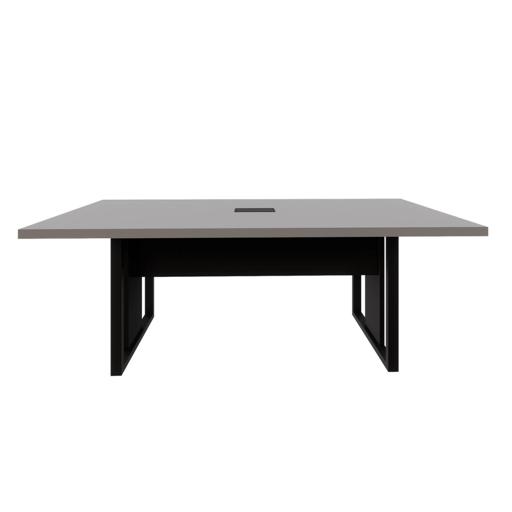 Mesa de Reunião 2,00m 1 Caixa de Tomada Pés Metal Quadro F5 Cor:Cinza Sagrado com Preto