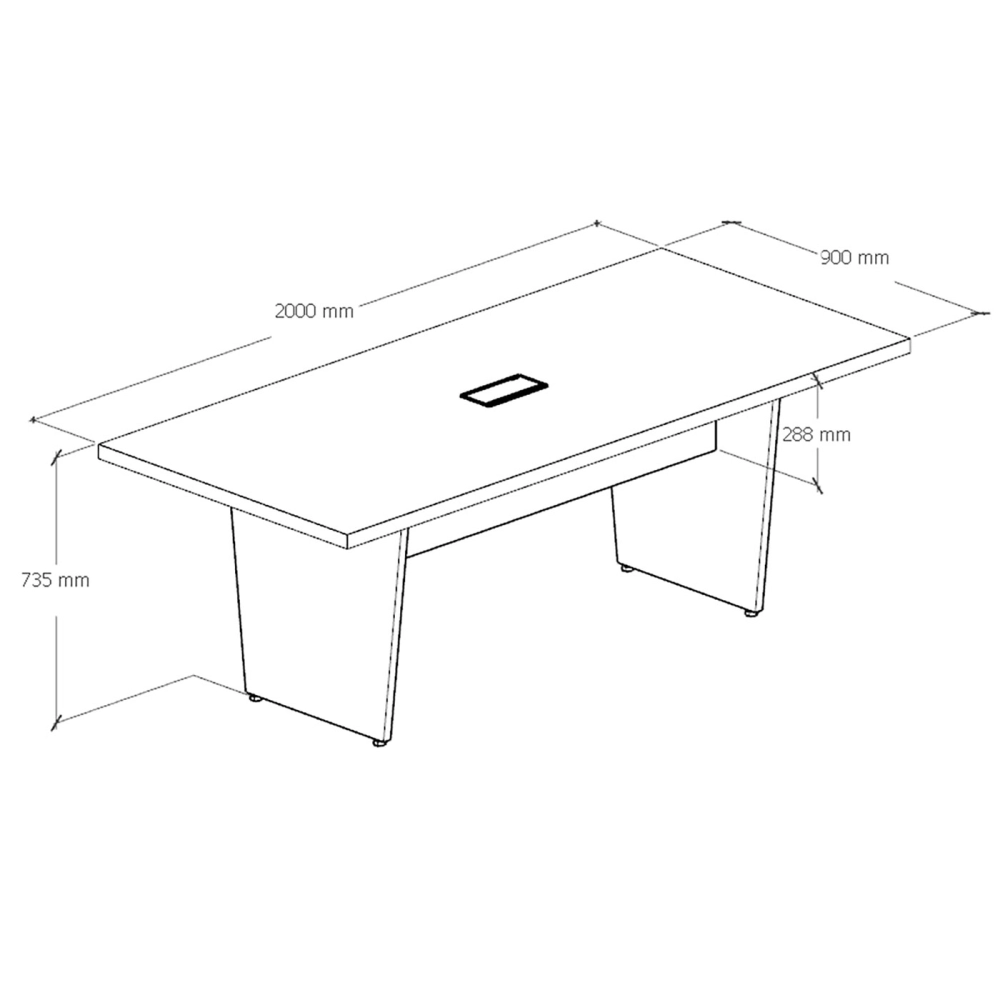 Mesa de Reunião 2,00m Pé Painel em V com 1C Tomada NG Pr F5 Cor:Nogal com Preto