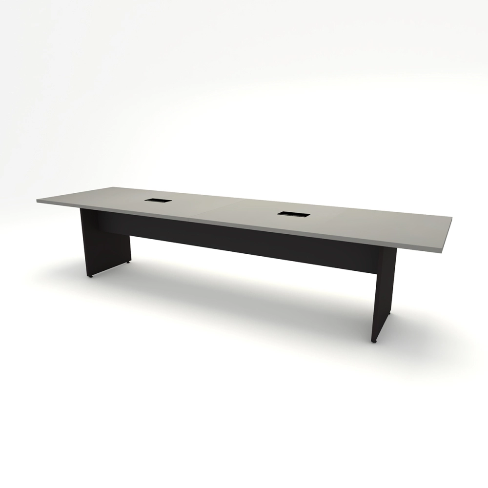 Mesa de Reunião CS Pre 3,20m x 1,10m 2 Caixas de Tomadas F5 Cor:Cinza Sagrado com Preto
