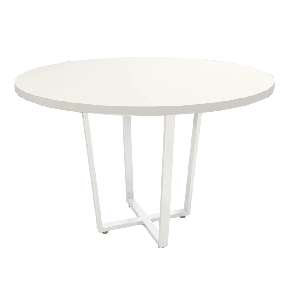 Mesa de Reunião Industrial Branca 110cm Pés em Metal F5 Cor:Branco