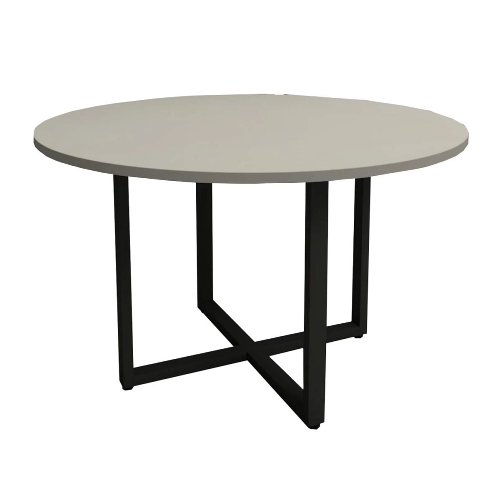Mesa de Reunião Industrial CS Pre 1,20m Pé Metal F5 Office Cor:Cinza Sagrado com Preto