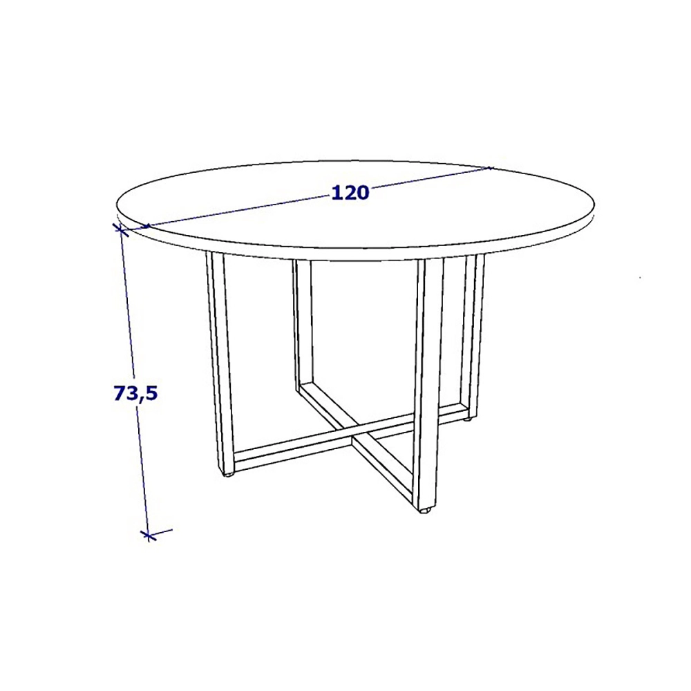 Mesa de Reunião Industrial CS Pre 1,20m Pé Metal F5 Office Cor:Cinza Sagrado com Preto