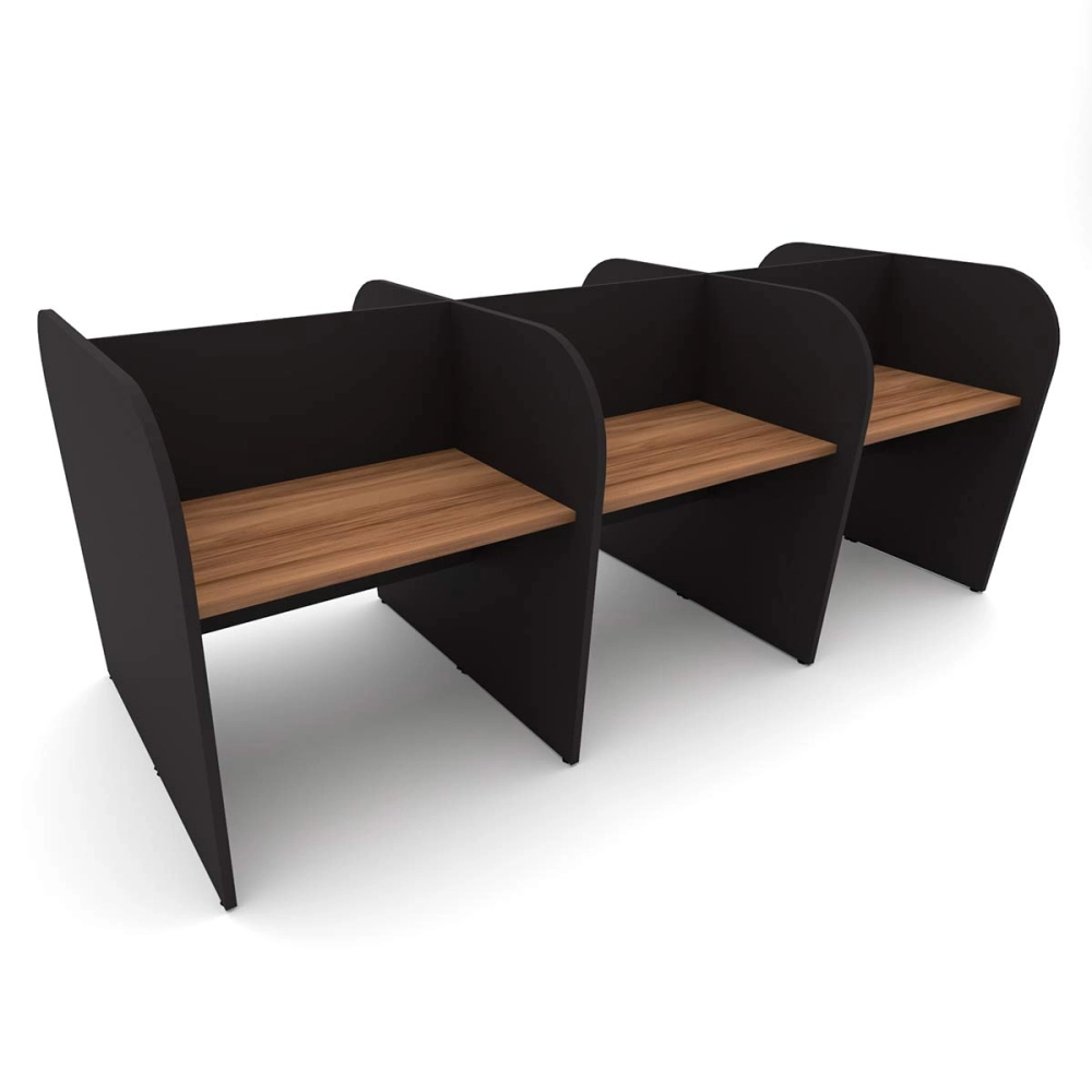 Mesa de Trabalho Atendimento para 6 Pessoas 2,80m Nogal F5 Cor:Nogal com Preto