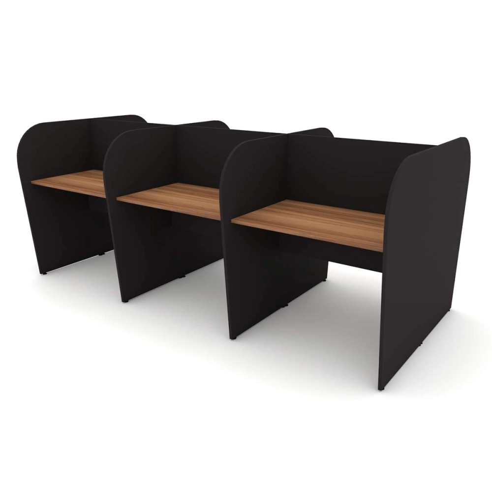 Mesa de Trabalho Call Center para 6 Pessoas 2,77m Nogal F5 Cor:Nogal com Preto